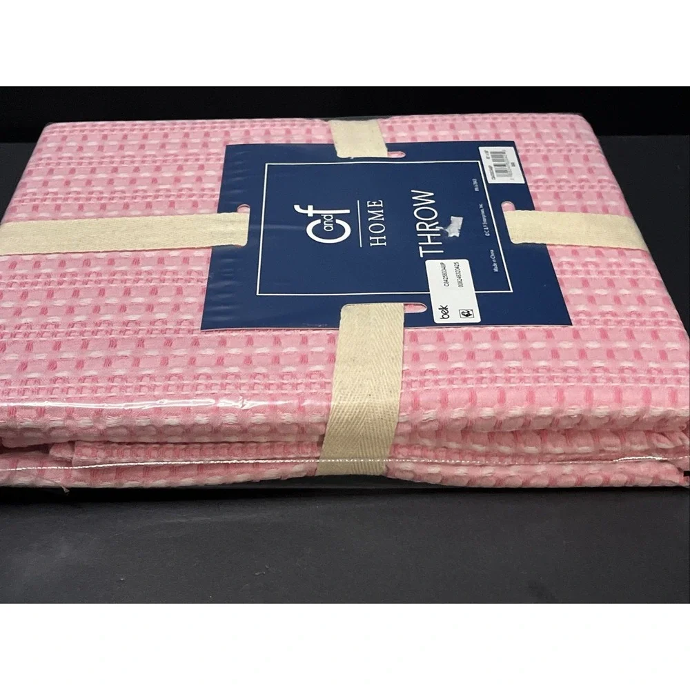 Carol & Frank Textured Waffle Throw Blanket Pink 50